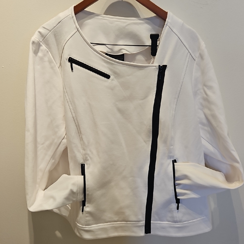 Lane Bryant White Jacket with Black Accents